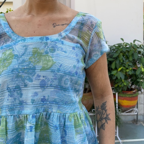 Blue Floral Skater Dress, deep back - Picture 4 of 4